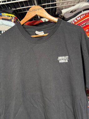 Y2K absolute vanilla vodka promo embroidered t shirt black